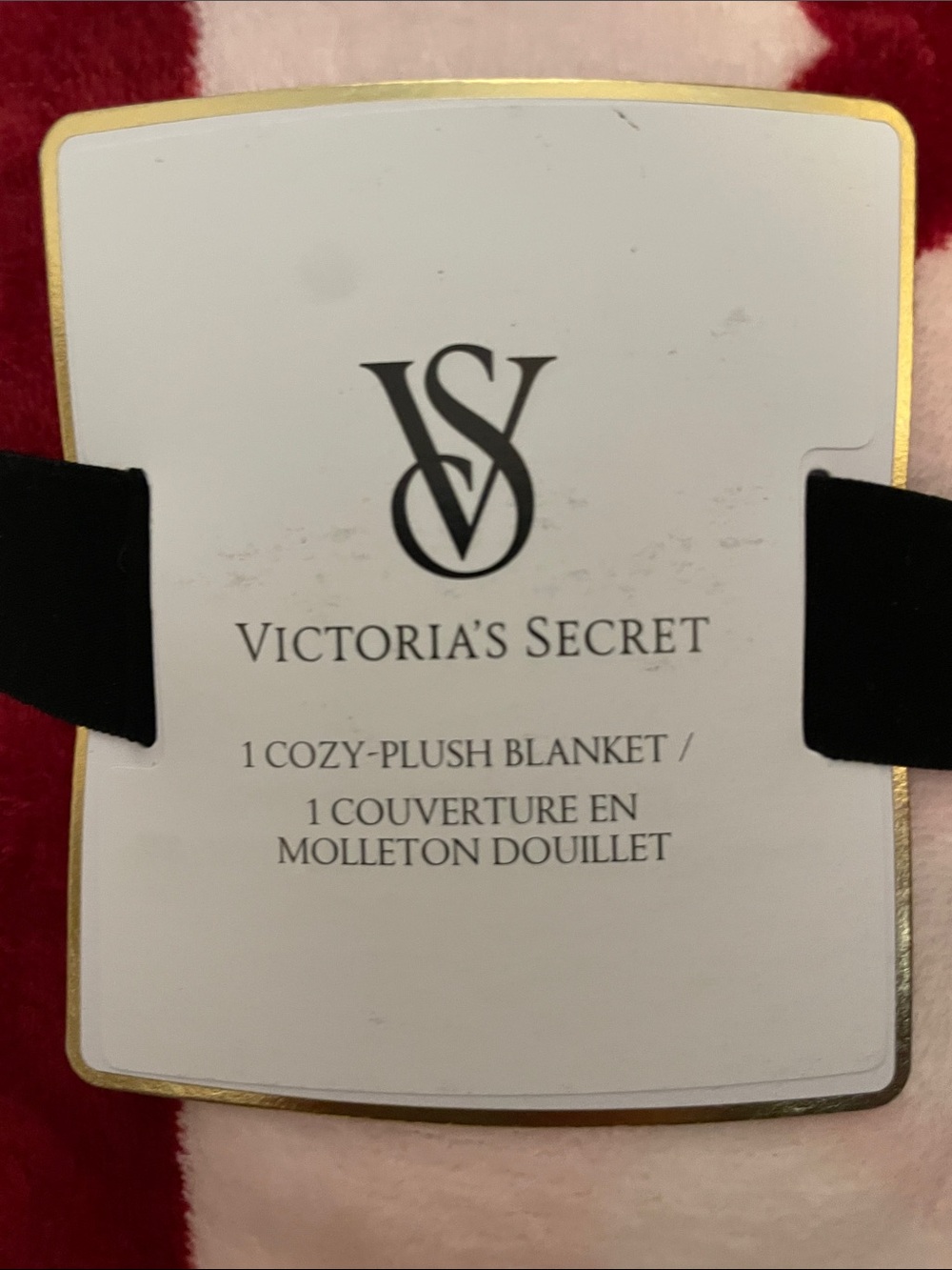 Victoria's Secret Pink Plush Throw with Red Heart Pattern - Picture 2 of 2
